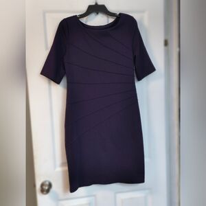 Connected Apparel Dark Purple Midi Business Office Dress 10